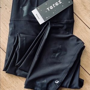 Black Tonal Star Foil UpLift Leggings NWT